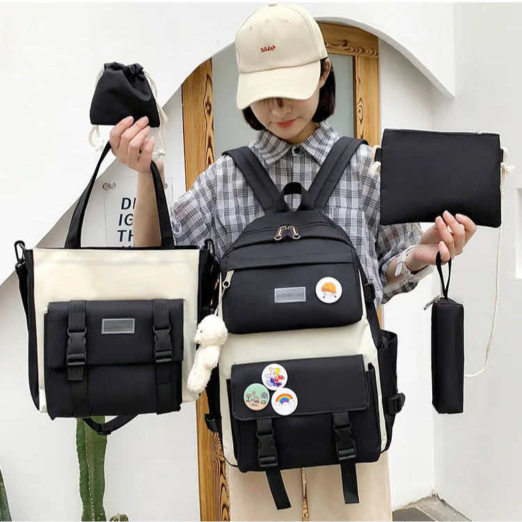 Kit Multifuncional 5 en 1| (Morral, Bolsito, Cosmetiquera, Lapicera, Estuchito)