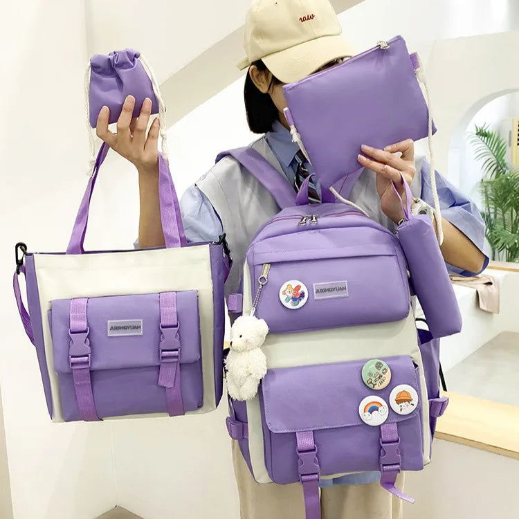 Kit Multifuncional 5 en 1| (Morral, Bolsito, Cosmetiquera, Lapicera, Estuchito)